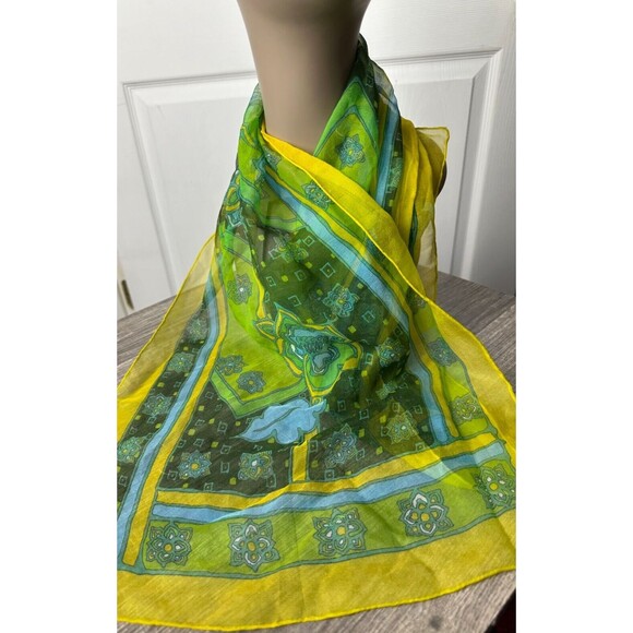 Women's Scarf Silk Blend Hand Painted & Rolled Made in Japan Dry Clean 46" x 15" - Picture 1 of 7